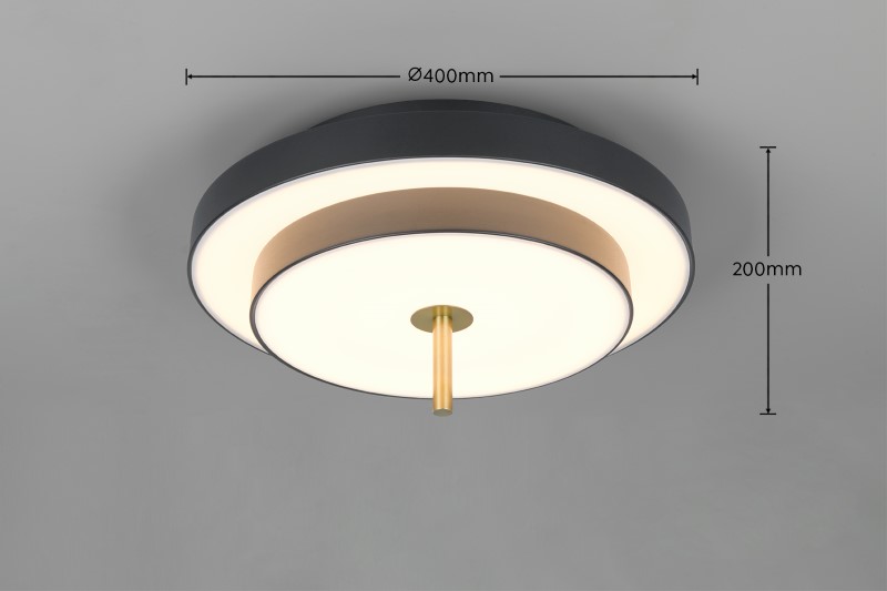 TRIO 640210180 KEATON stropní svítidlo D400mm SMD LED 34,5W/4000lm 2300+3000+4000K černá, zlatá, switchdimmer