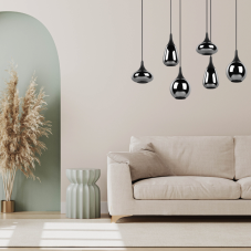 TRIO 317000632 LUMINA závěsné svítidlo 6xE14 černá matná, chrom