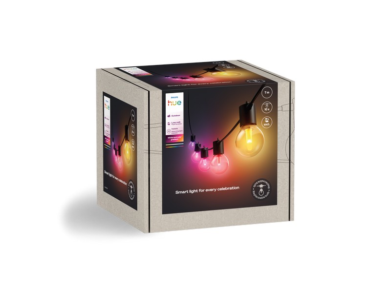 8721103063717 Philips Hue White and color gradient Low volt Festavia venkovní světelný řetěz - 10 žárovek LED 8,6W/500lm 1000-20000K+RGB IP65 černá, bez napájení