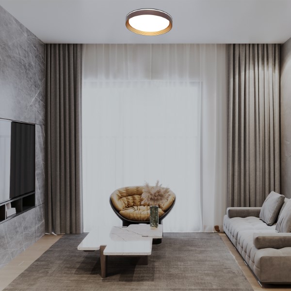 RABALUX 71308 Ladan stropné svietidlo D500mm LED 48W/3000lm 3000-6500K hnedá, zlatá, biela, stmievateľné, diaľkový ovládač