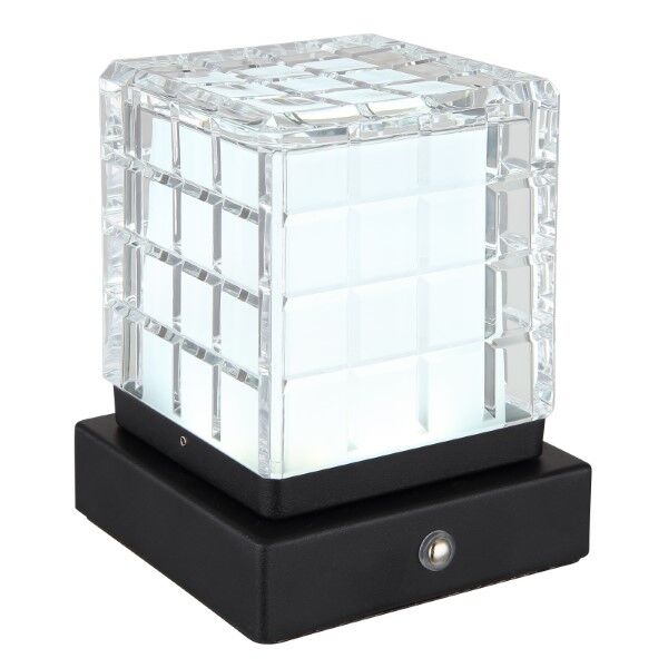 GLOBO 21009S LUNKI dotyková stolná lampička LED V100mm 2,5W/206lm 2700+6500+4000K čierna, priehľadná, vrátane batérie CR18650 1800mAh 3,7V, USB-A 2.0 - USB-C