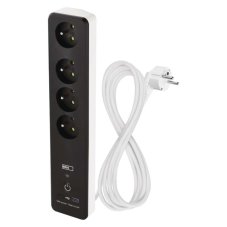 EMOS P1412SM GoSmart predlžovací kábel 2 m / 4 zásuvky / s vyp. / s USB / biely-čierny / PVC / 1,5 mm2