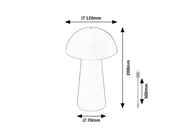 RABALUX 76036 Mireo dotyková stolná lampička V200mmLED 1,5W/150/50lm 3000K IP44 čierna, biela, vrátane batérie 3,7V 1200mAh