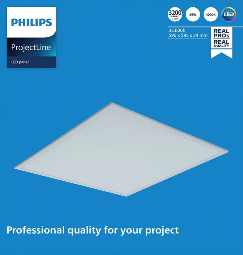 Philips Projectline 8719514955271 stropní vestavěný LED panel NOC 60x60cm 36W 3200lm 4000K bílá