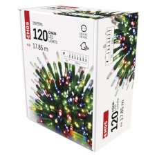 EMOS D4AM11 vánoční řetěz TRADITIONAL 120 LED 17,85m 3,6W multicolor, IP44, barva drátu - zelená, adaptér