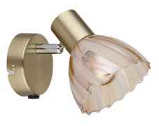 GLOBO 54315M-1 ZACHERY nástěnné bodové svítidlo/spot s vypínačem 1xE14 mosazná, jantarová