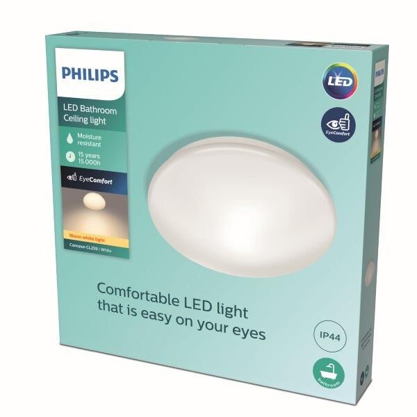 Philips Canopus LED CL259 Stropné svítidlo do koupelny kruhové 20W/2000lm 390mm 2700K IP44 bílá