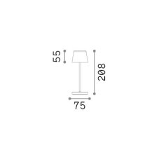 Ideal lux 346908 CUTE vonkajšia dotyková stolná lampička V208mm LED 3W 220/110lm 2200-2700K IP65 čierna, nabíjacia stanica