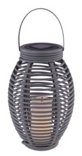 33284 GLOBO Exteriérové ​​solární LED svítidlo, Lucerna na osvětlení zahrad a teras s efektem ohně, na zavěšení nebo stání, 1x 0,06W 2700K IP44 šedá