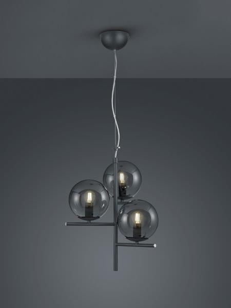 TRIO 302000342 Pure Závesné svietidlo 400mm E14 3X28W Antracitová, dymová