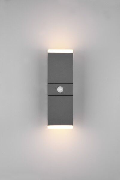 TRIO 270669242 AVON exteriérové nástenné svietidlo so senzorom SMD LED V280mm 2x7W/800lm 3000K IP54 antracit, biela