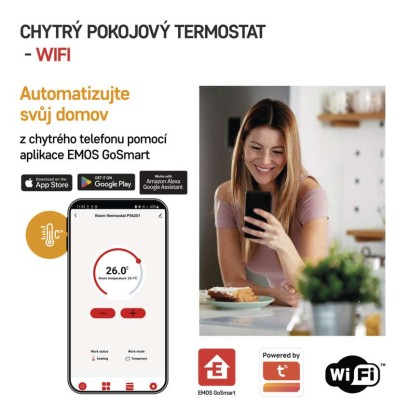 Emos P56201 GoSmart Digitální pokojový termostat, bílá, Wi-Fi