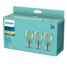 Philips 8718699777777 LED žárovka filament E27 7W/60W 806lm A60 2700K 3-set