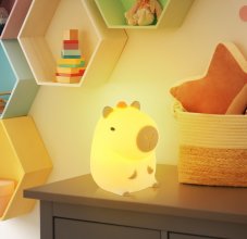 Dekoračná lampa 1x LED hnedá, béžová IP20 GLOBO lighting CAPYBARA 2874 bez adaptéra, časovač, RGB, USB kábel, vrátane batérie