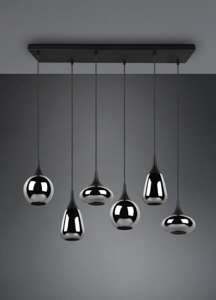 TRIO 317000632 LUMINA závesné svietidlo 6xE14 čierna matná, chróm
