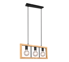 TRIO 313800332 AGRA závěsné svítidlo 3xE27 matná černá, dřevo