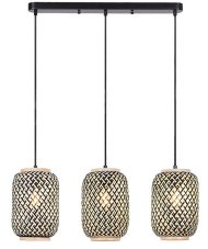 RABALUX 72093 Adalla závesné svietidlo 3xE27 matná čierna, prírodná