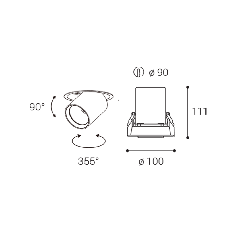 LED2 2252643 HIDE zápustné bodové svítidlo nastaviteľné LED D100mm 10-20W/900-1800lm 4000K černá