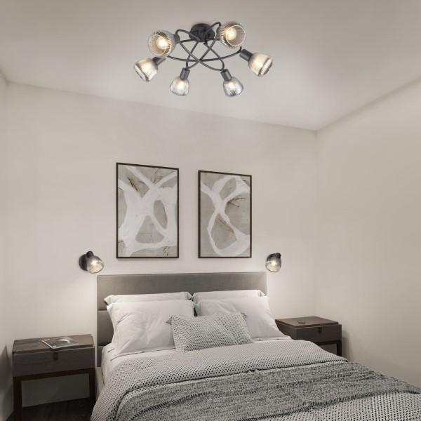 TRIO 662800632 TARIFA stropné svietidlo D590mm 6xE14 čierna matná