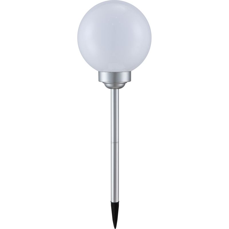 3376 GLOBO Exteriérové ​​solární LED svítidlo, zapichovací Koule na osvětlení zahrad a teras, 4x 0,06W 4000K IP44 stříbrná, bílá