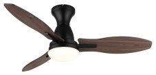 GLOBO 03671B GALE stropný ventilátor so svetlom D1070mm LED 22W 2890/2453lm 3000+4500+6000K čierna, imitácia dreva, časovač, diaľkový ovládač