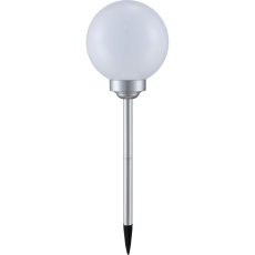 3376 GLOBO Exteriérové ​​solární LED svítidlo, zapichovací Koule na osvětlení zahrad a teras, 4x 0,06W 4000K IP44 stříbrná, bílá