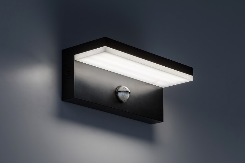 RABALUX 77115 Zaragoza vonkajšie nástenné svietidlo so senzorom LED 9W/800lm 2700+4000+6500K IP54 čierna