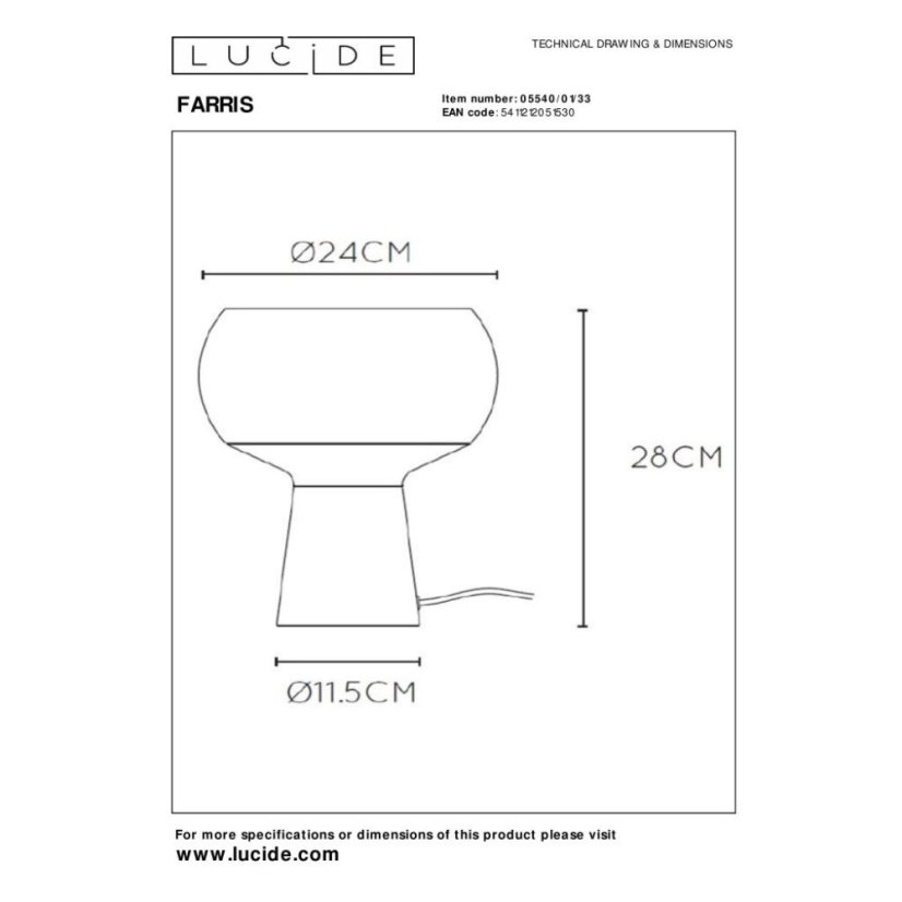 LUCIDE 05540/01/33 FARRIS stolná lampička V280mm 1xE27 zelená, dymová