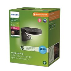 Philips 8720169265769 UltraEfficient Solar Zonal solárne nástenné svietidlo so senzorom PIR LED 1,3W 250/25lm 3000K IP44 čierna
