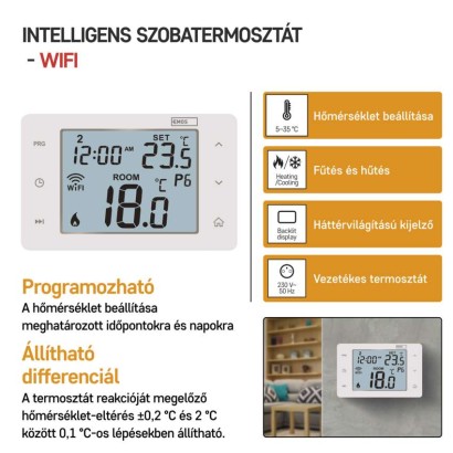 Emos P56201 GoSmart Digitální pokojový termostat, bílá, Wi-Fi