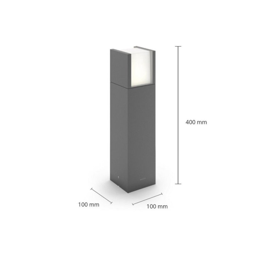 Philips 8720169278066 UltraEfficient Arbour venkovní stojanové svítidlo/zahradní sloupek V400mm LED 3,8W/800lm 2700K IP44 antracit