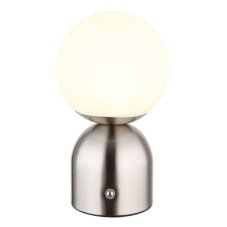 GLOBO 21006N JULSY dotyková stolní lampička V210mm LED 2,5W/189lm 2700+6500+4000K matný nikl, bílá, vrátane CR18650 1800mAh 3,7V, USB kabel