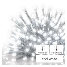 EMOS D1CC02 spojovací vánoční řetěz - rampouchy CLASSIC 100 LED 2,5m 5W studená bílá, IP44, barva drátu - transparentní, bez adaptéru