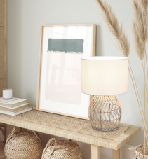 TRIO Reality R51131036 RIKE stolná lampička V380mm 1xE27 prírodná, biela