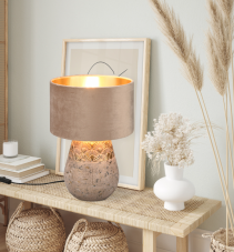 TRIO Reality R51231061 KIRAN stolní lampička V380mm 1xE27 mosaz, béžová