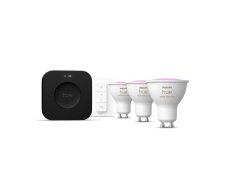 8720169374546 Philips Hue White and color Ambiance LED žiarovka GU10 4,2W/400lm 2000-6500K+RGB čierna 3-set + Bridge Pro + switch
