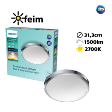 Philips Doris LED CL257 Stropné svítidlo do koupelny kruhové 17W/1500lm 313mm 2700K IP44 chrom