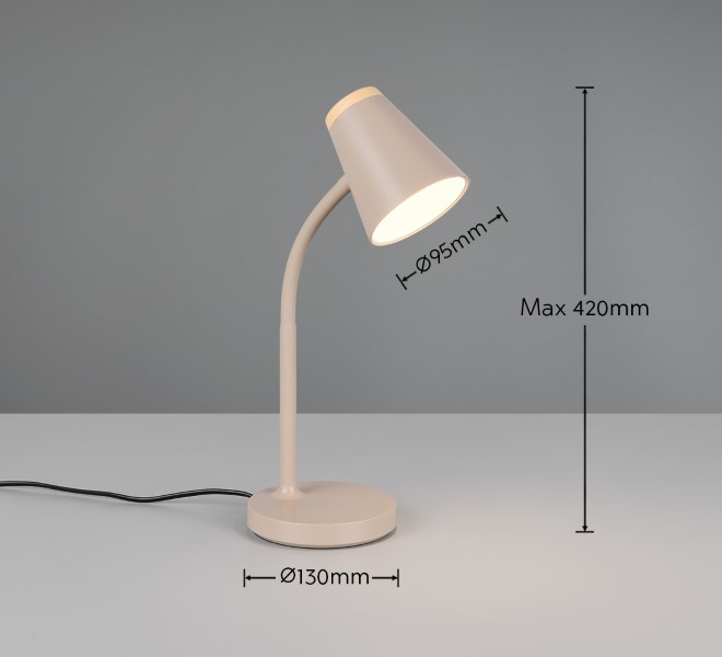 TRIO Reality R55831143 PONGO stolná lampička v360mm SMD LED 4,5W/500lm 3000K béžová