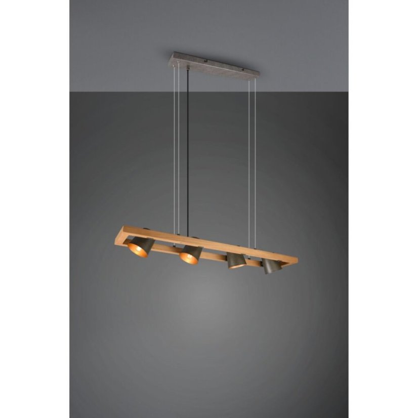 TRIO 301900467 BELL závěsné svítidlo 4xE14 antický nikl, dřevo