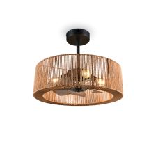 Stropní ventilátor se světlem 4x E27 čierna, prírodná IP20 TRIO Reality SMILLUM R66905036 časovač