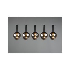 TRIO 310300532 CLAYTON závesné svietidlo 5xE27 čierna matná, dymová