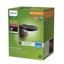 Philips 8720169265769 UltraEfficient Solar Zonal solární nástěnné svítidlo se senzorem PIR LED 1,3W 250/25lm 3000K IP44 černá