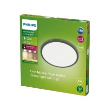 Philips 8719514417977 SuperSlim venkovní stropní svítidlo LED 15W/1300lm 2700K IP54 černá SceneSwitch