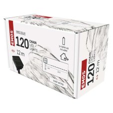 EMOS D3ZC01 vianočná reťaz nano so solárnym panelom 120 LED 12m 2,4W studená biela, IP44, farba drôtu - strieborná, časovač, batéria (1× NiMH, 600 mAh, AA) Solar