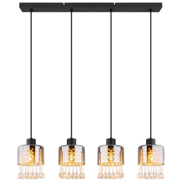GLOBO 15884-4H HENDRY závesné svietidlo 4xE27 matná čierna, dymová