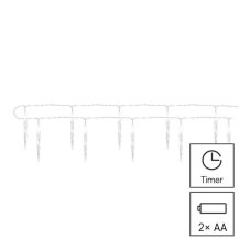 DCGC01 EMOS LED vánoční girlanda – 10x rampouch, 1,35 m, 2x AA, studená bílá, časovač