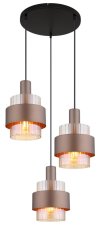 GLOBO 15560-3HA MILLEY závesné svietidlo D450mm 3xE27 čierna, kávová, jantárová