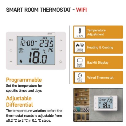 Emos P56201 GoSmart Digitální pokojový termostat, bílá, Wi-Fi