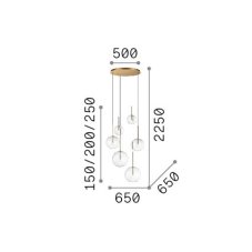 Ideal Lux 345406 EQUINOXE závěsné svítidlo 6xG4 měděná