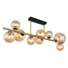 GLOBO 56135-9D RIHA stropní svítidlo 9xG9 černá, mosaz, jantarová